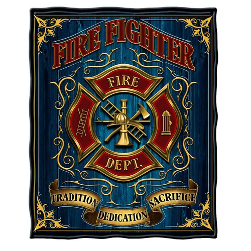 Erazor Bits Coral Fleece Plush Throw Blanket 50 x 60| Volunteer Fire Fighter Throw Blanket FF2085-TB (Navy)