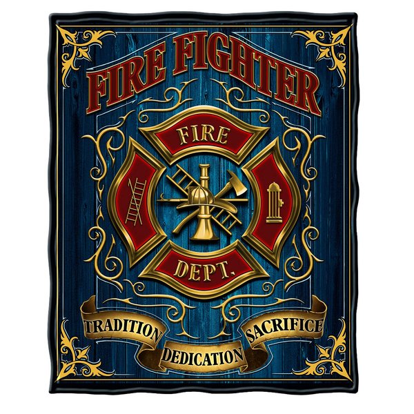 Erazor Bits Coral Fleece Plush Throw Blanket 50 x 60| Volunteer Fire Fighter Throw Blanket FF2085-TB (Navy)
