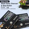 HERBOGANIC Black Seed, Charcoal and Shea Butter Herbal Soap | Natural Bar Soap for Face and Body | Purifying and Nourishing | Infused with Black Seed, Charcoal and Shea Butter | 5 Oz - (Pack of 3)