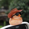 wonuu Rubber Duck Car Decorations Cute Car Accessories Dashboard Car Ornament with Cowboy Hat Swim Ring Colour Necklace and Sunglasses(B_Yellow Straw Clear)