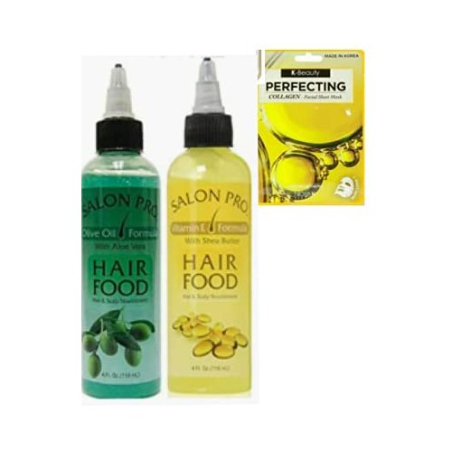 Salon Pro Olive Oil with Aloe Vera & Vitamin E Formula with Shea Butter Hair Food, 4 Fl.oz (COMBO PACK)