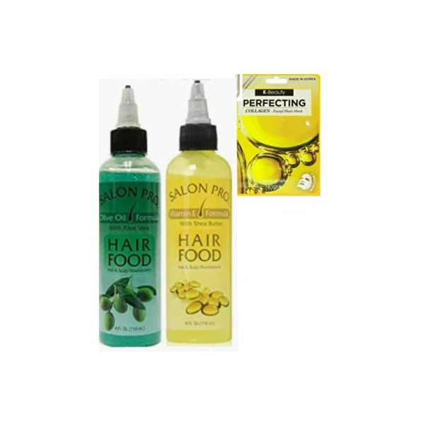 Salon Pro Olive Oil with Aloe Vera & Vitamin E Formula with Shea Butter Hair Food, 4 Fl.oz (COMBO PACK)