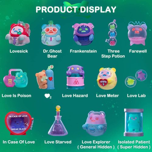 BEEMAI Ghost Bear Lovesick Lab Series 1PC Random Design Cute Figures Desktop Ornament Collectible Toys Birthday Gifts