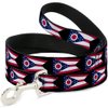 Dog Leash Ohio Flag Repeat Black 4 Feet Long 0.5 Inch Wide