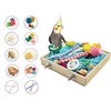 Jinkoozz Bird Foraging Toys Box, Wooden Parrot Shredding Toys Box, Bird Chewing Toys, Birdcage Accessories, Suitable for Small Birds Parakeets Cockatiels Love Birds Conures