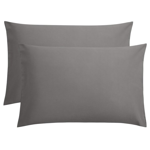 FLXXIE 2 Pack Microfiber Queen Pillow Cases, 1800 Super Soft Pillowcases with Envelope Closure, Wrinkle, Fade and Stain Resistant Pillow Covers, 20x30, Dark Grey
