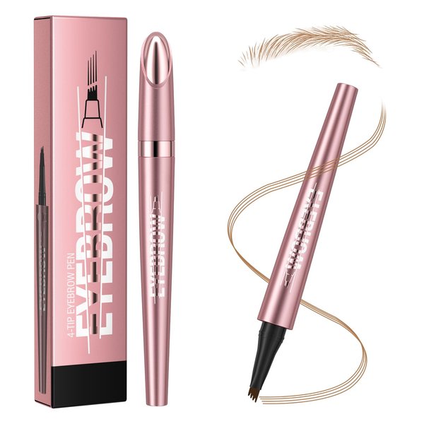 Eyebrow Microblading Pen, Eyebrow Pencil with an Upgrade Micro-Fork Tip Applicator for Natural Looking Brows Makeup, Waterproof Long-Lasting Microblading Pencil for Eyebrows Light Brown