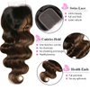 UNICE Ombre Highlight Body Wave 4x4 Lace Closure Free Part, Brown Human Hair Wavy Closure with Dark Roots FB30 Color 14 inch