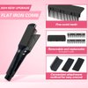 LaughYee Flat Iron Comb Attachment, Ceramic Heater Surface, Portable Clip-on Design, For Home and Salon Hair Styling, Premium Customer Service (Purple, 3.94 inches x 2.05 inches, 35.6 grams)