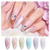 Beetles Cat Eye Gel Nail Polish Set, 6 Colors Jelly Pink Translucent Blue Green Purple Light Lucite Collection Sheer Gel Polish Soak Off LED Nail DIY Art Salon At Home Gifts for Women