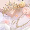 Hicarer 3 Pieces Baroque Queen Crown Set, Tiara Earrings Necklace Crystal Headband Tiaras and Crowns for Women Bridal Wedding Jewelry Halloween Prom Birthday Party Hair Costume Accessories (Gold)