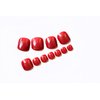 24Pcs Press On Toe Nails Short False Toe Nails Solid Color Square False Feet Nail Art Tips Glue On Fake Toenails for Women and Girls (Wine Red)