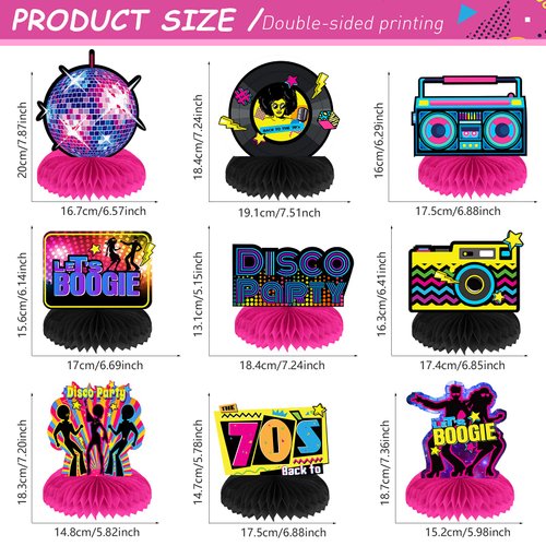 70s Party Decorations Back to 70s Honeycomb Centerpieces Party Decorations 70s Disco Party Favors Throwback 70's Boogie Party Centerpieces Table Toppers Decors for 70s Nostalgic Party Supplies