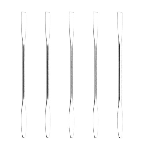 Wismee 5Pcs Makeup Spatula tool metal Set Professional Beauty Stainless Steel Cosmetics Mixer Long Metal Spatula Depotting Mixing Tool (#1)