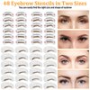Comkrivy Eyebrow Stamp Stencil Kit, 48 PCS Eyebrow Stencils in 2 Sizes With Long Lasting Waterproof Eyebrow Pomade&Eyebrow Pencil and 3 Eyebrow Tools, Eyebrow Stencil Kits for Beginners Women. (Brown)