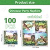 100Pcs Dinosaur Napkins - 13 x 13 Inches Dinosaur Party Decorations Napkins Disposable Dino Paper Napkins for Kids Baby Shower Dinosaur Birthday Supplies