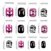 Halloween Press on Nails Short Square Fake Nails Mummy Grimace Designs Halloween Nails Press ons Short Glue on Nails Spider Web Bat Glitter False Nails Black Purple Stick on Nails for Women 24pcs