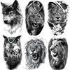 Kotbs 6 Sheets 3D Animal Temporary Tattoos for Women Men, Waterproof Fake Realistic Tatoos Cool Wolf Tiger Lion Pattern, Black Tattoo Stickers for Kids Teens Adults DIY
