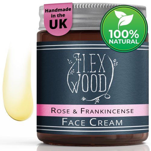 The Ilex Wood - Rose and Frankincense Face Cream - 100% Natural, Vegan, Moisturising, Anti Ageing, Wrinkle and Line Reducing Ingredients - 60ml (2.03 fl oz)