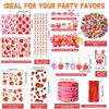 Sayglossy 251 Pcs Strawberry Party Favors Set Includes Gift Bags Pencils Notebook Sharpener Slap Bracelets Rings Keychains Tattoo Stickers Stamper Strawberry Party Favors for Birthday Shower