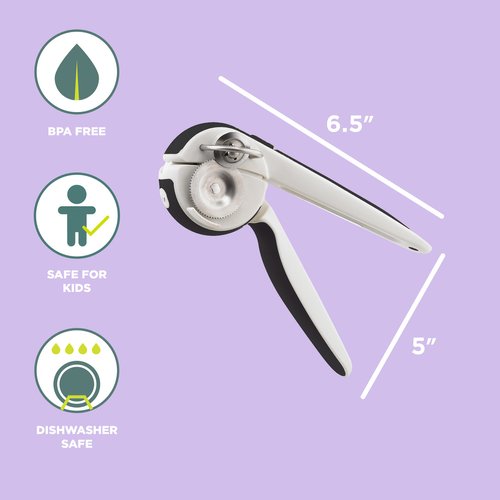 Chef'n EzSqueeze One-Handed Can Opener, 6 long, Black/White