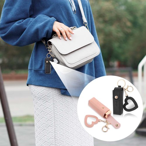 cobee Women's Lipstick Holder Keychain with Mirror, 2Pcs Soft PU Leather Portable Chapstick Holder Lipstick Pouch with Metal Key Ring for Trave Party Gift