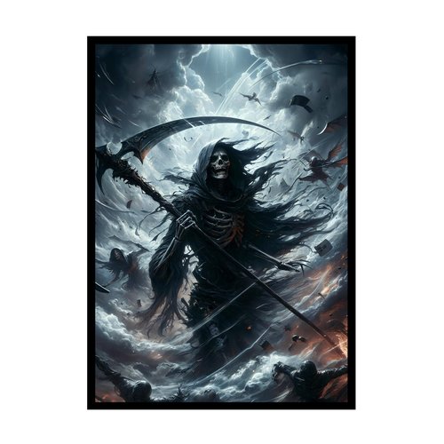 Katomula 100 PCS MTG Card Sleeves with 100 PCS Perfect Fit Sleeves, Art Matte Card Sleeves with Inner Sleeves - Fit Standard Size Cards - Grim Reaper