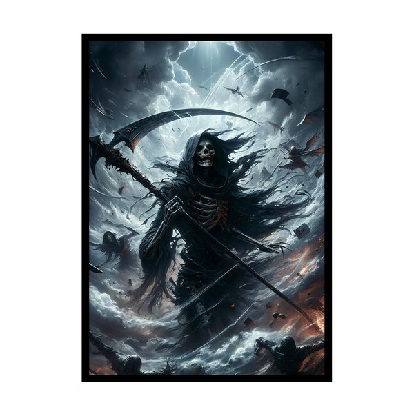 Katomula 100 PCS MTG Card Sleeves with 100 PCS Perfect Fit Sleeves, Art Matte Card Sleeves with Inner Sleeves - Fit Standard Size Cards - Grim Reaper