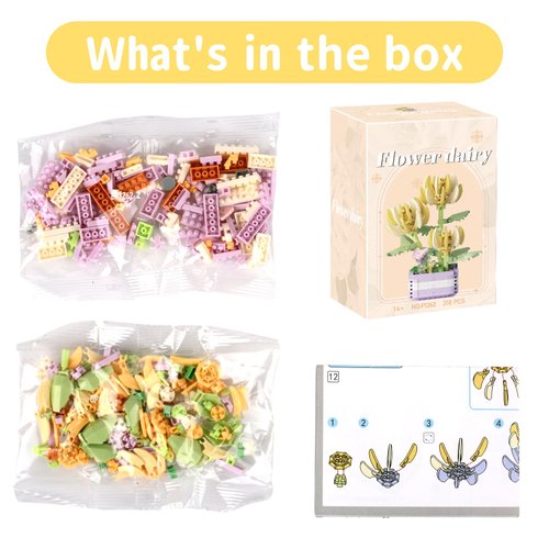 LACHLAND Mini Building Block Flower Toy for Kids 318 Pcs, Creative Potting Building Blocks Flowers, Plant Series for Kids Artificial Flower Toy Gifts for Adults and Girls 3 4 5-9 Years Old