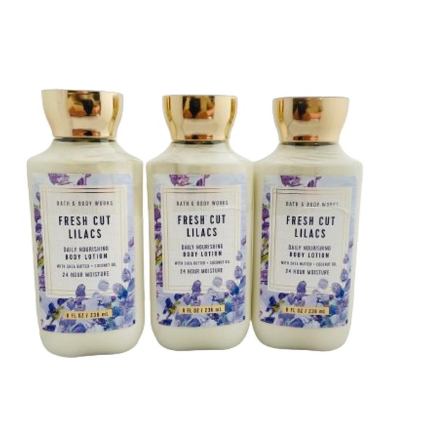 Bath & Body Works Fresh Cut Lilacs 3 Pack Body Lotion Bundle - 8 fl oz / 236 mL each