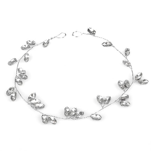 Kercisbeauty Wedding Crystal Headband for Bride Hair Vine Wreath Bridal Headpiece Prom Hair Accessories (Silver)