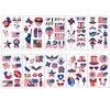 TopFunny Temporary Tattoos, 90Pcs Independence Day Tattoos (10 Sheets) American Flag Red White & Blue Design USA Body Art Patriotic Stickers for Labor Day Memorial Day Decoration Party Supplies Flags