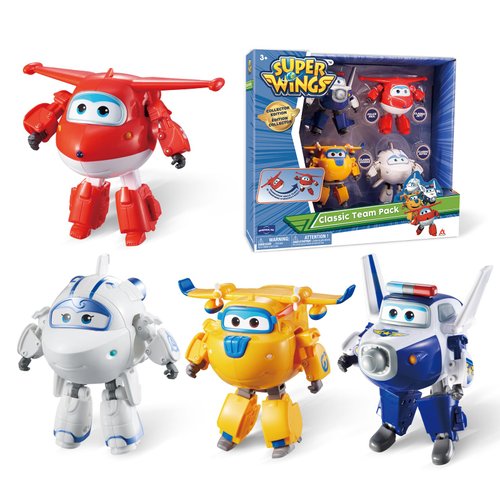 Super Wings 5" Transformers Toys 4-Pack Action Figure Tobot, Transforming Airplane Robot Toys, Educational Toys for Boys & Girls Age 3+, Gifts for Preschool Kids, Jett, Paul, Donnie, Astra