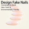 RUOKEXIN Press on Nails Almond Short Fake Nails with Glue Pink White Ombre Acrylic False Nails with Designs Glossy Artificial Nail Press ons Reusable Natural Stick on Nails for Women Fingernails Set
