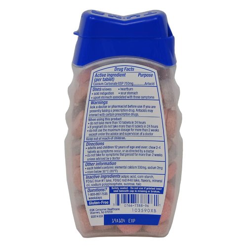 Tums Antacid/Calcium Supplement, Extra Strength 750, Chewable Tablets, Assorted Berries 96 tablets by TUMS (Original Version)