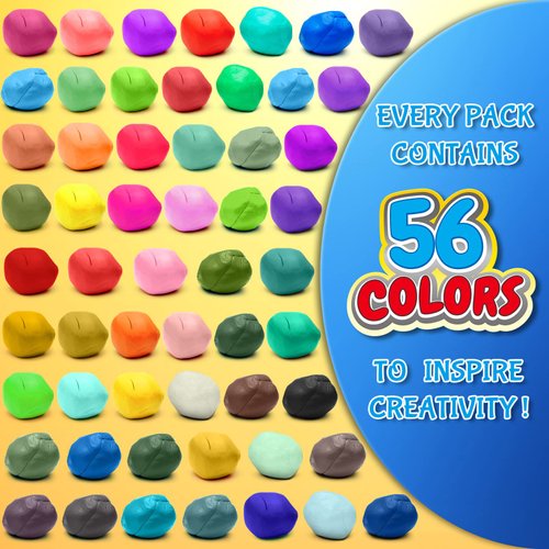 ESSENSON Air Dry Clay 56 Colors, Modeling Clay for Kids, DIY Molding Magic Clay for with Tools, Toys Gifts for Age 3 4 5 6 7 8+ Years Old Boys Girls Kids