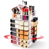 FODIENS Acrylic Lipstick Tower Holder, 360 Degree Rotating Makeup Cosmetic Lipsticks Organizer with 53 Slots, Spinning Lipgloss Storage Display Stand Holder