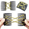 4 Pieces Elastic Hair Comb Clips Magic Stretchy Double Comb Hair Clips for Girls Women Hairstyle Hair Accessories (Silver-Pink,Gold,White,Blue)
