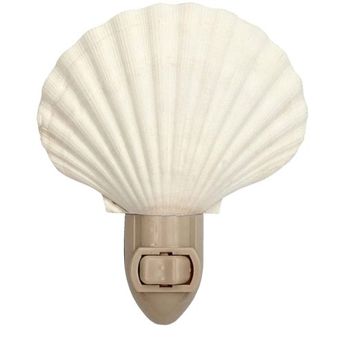Sea Shell Light - Seashell Night Light Plug in Manual - 1 pc White Clam Sea Shell Night Light Shell - Beach Night Light Plug in - Seashell Light - Bathroom Night Light - Nautical Nightlight Plug in