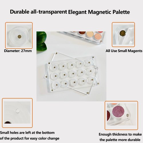 UDTIP New EMPTY Magnetic Eyeshadow Palette DIY Acrylic All Transparent Elegant Eye Shadow Makeup Palette 26mm*15 holes