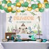 JOYMEMO Hatching Soon Dragon Baby Shower Decorations - Balloon Garland Arch Kit with Watercolor A Little Dragon is Coming Soon Baby Shower Backdrop, Dragons Theme Gender Reveal Party Supplies