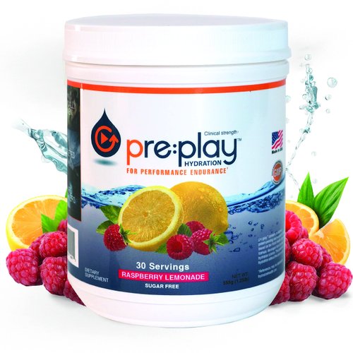 pre:play Hydration and Energy Drink Powder, Raspberry Lemonade - 30 Serving Tub