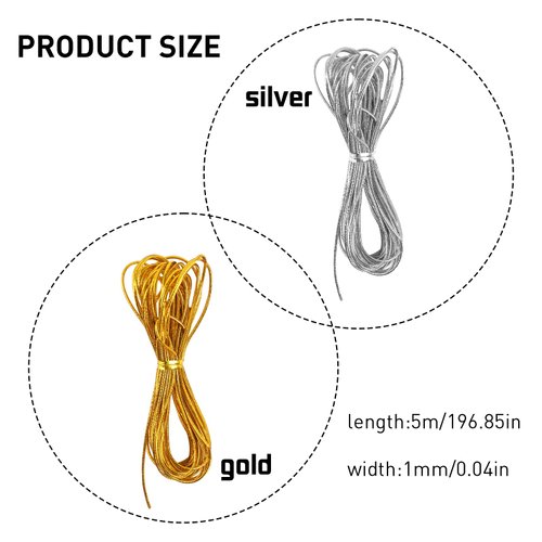 4 Pieces 5M Hair Strings for Braids Hair Accessory String, Hair Wrap String Dreadlock Braiding Rope Silver Gold Braiding Hair Deco Styling Hair Braiding String for Hair Braiding Twist Gift Hang Tags