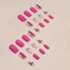 Valentines Day Press on Nails Medium Square - WLGDLH Fake Nails Girly Pink False Nails Press ons with Heart Love Letter Design Acrylic Full Cover Nail Art Kit Stick on Nails for Women Manicure 24 Pcs