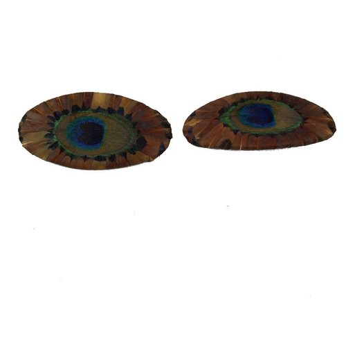 Pair of Hair Clips Made of Peacock Feathers