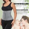 Postpartum Belly Wrap, Postpartum Belly Band, Abdominal Binder Post Surgery Ergonomic 9.5", Abdomen Hernia Support Belt, Waist/Pelvis Belt for Stomach Support & Back Pain Relief (Polyester Made with