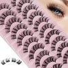 Individual Lashes Extensions Natural Look Cluster Lashes Wispy DIY Open Eyes False Eyelashes 80pcs D Curl Lashes Strips for Self Application at Home, 10 Pairs