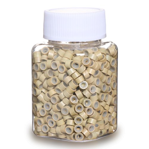 GOTDYA 1000pcs 5mm Hair Extension Beads,Silicone Lined Micro Rings,MicroLink Beads for Hair Extensions,Blonde