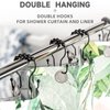 Bathway Shower Curtain Hooks Bathway Shower Curtain Rings Rust Proof Black Shower Curtain Hooks Balanced Smooth Glide Double Shower Curtain Hooks, Shower Hooks for Shower Curtain Liner Shower Rod Hook
