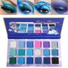 Blue Eyeshadow Palette, Christmas Bright Matte Shimmer Blue Pink Purple Makeup Palette, 18 Colors Highly Pigmented Cool Toned Blue Multichrome Make Up Pallet for Women Christmas Winter Gift, Long Last